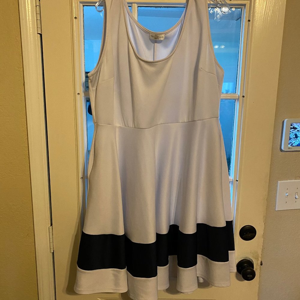 White and blue A line dress